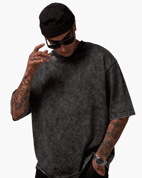 Oversize Acid Wash Black